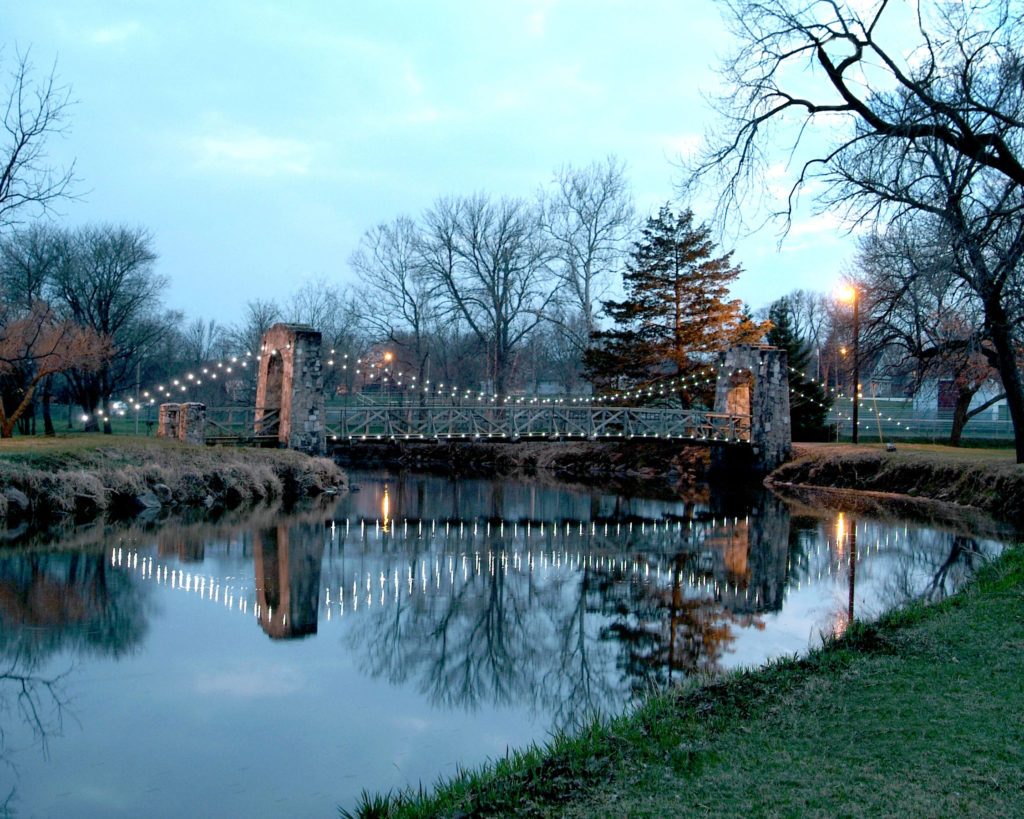 Story City - Bridge lit at night